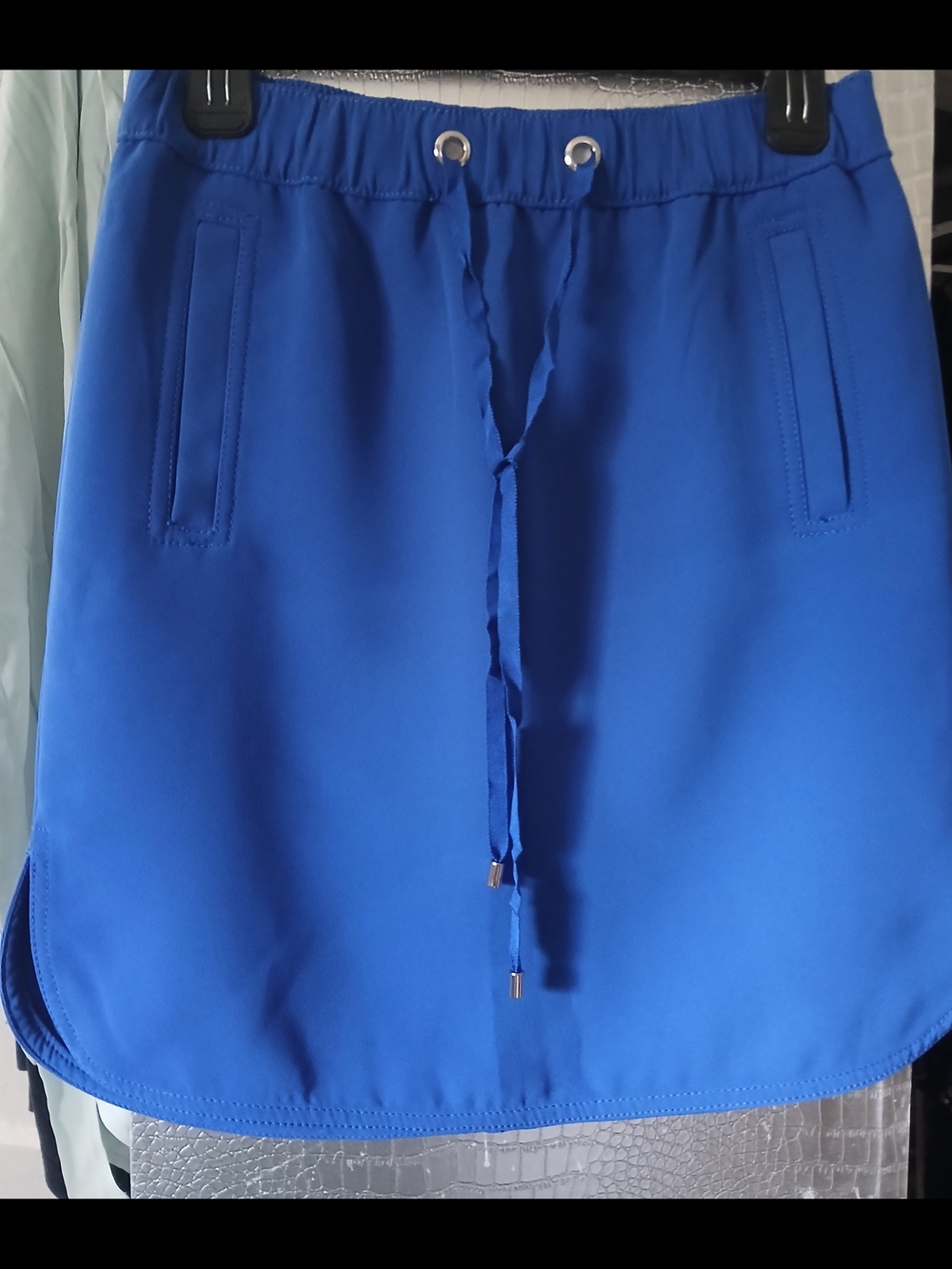 Ann Taylor Petite Teal Drawstring Skirt